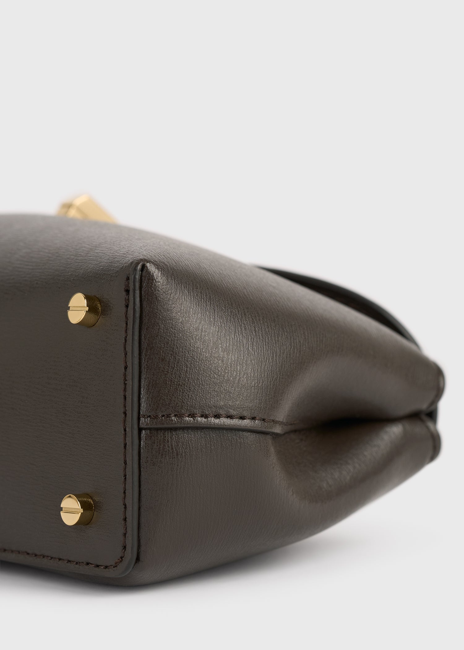 Mini T-lock leather clutch bark