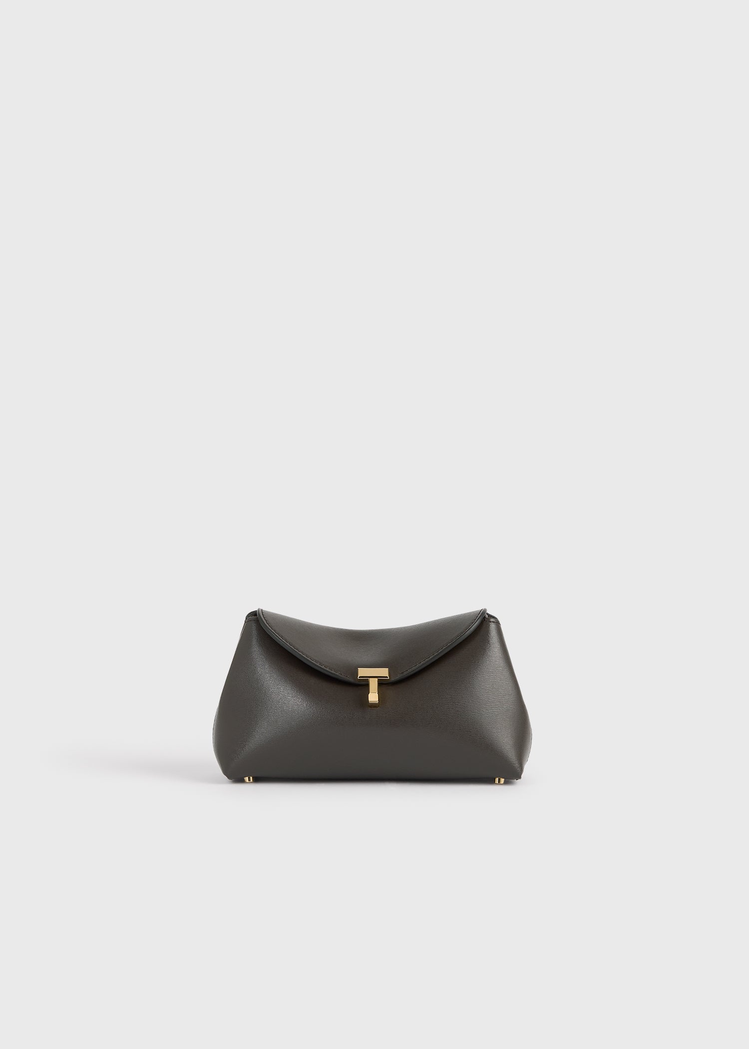 Mini T-lock leather clutch bark