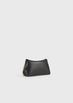Mini T-lock embroidered leather clutch black/milk