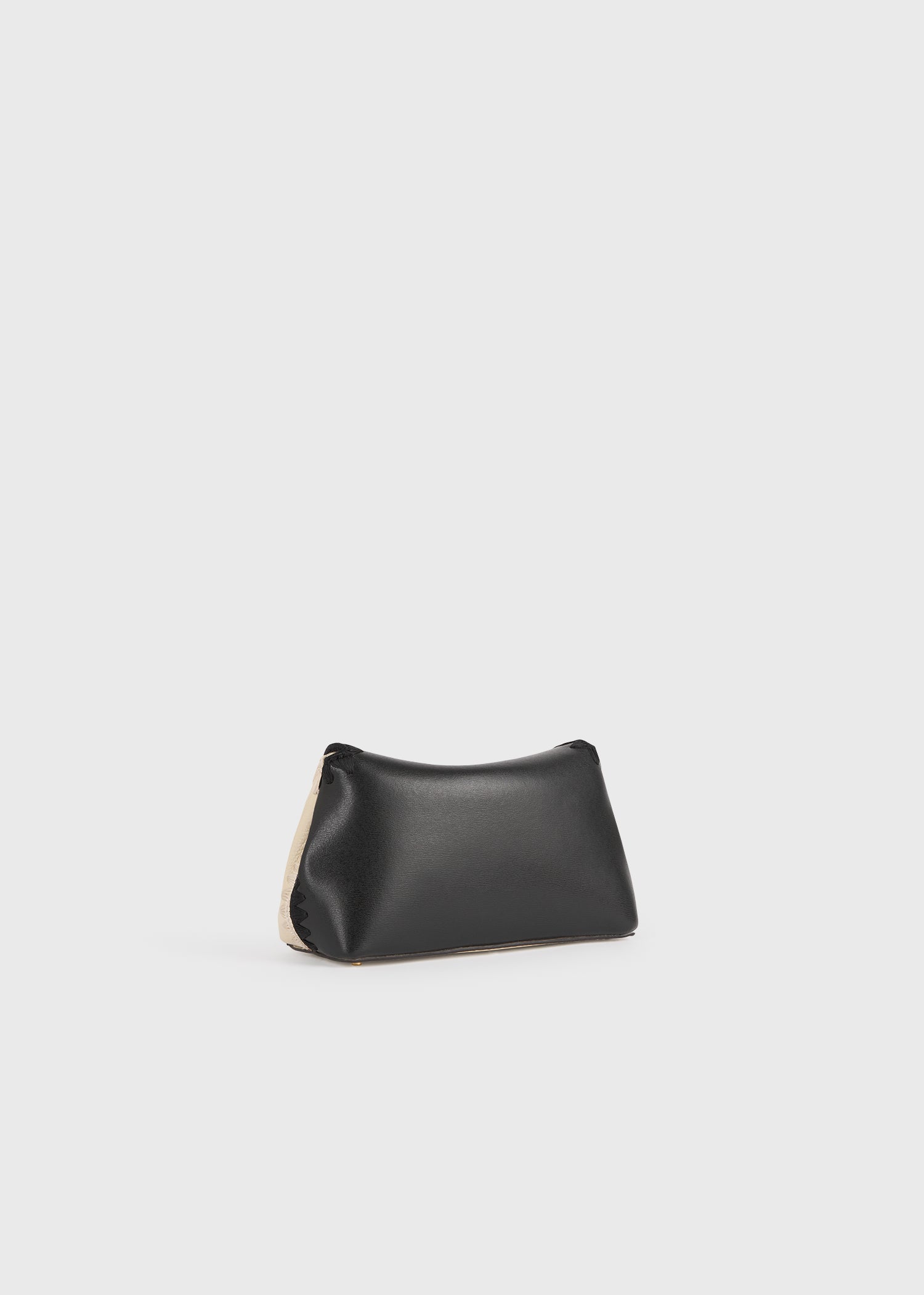 Mini T-lock embroidered leather clutch black/milk