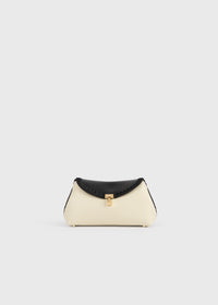 Mini T-lock embroidered leather clutch black/milk