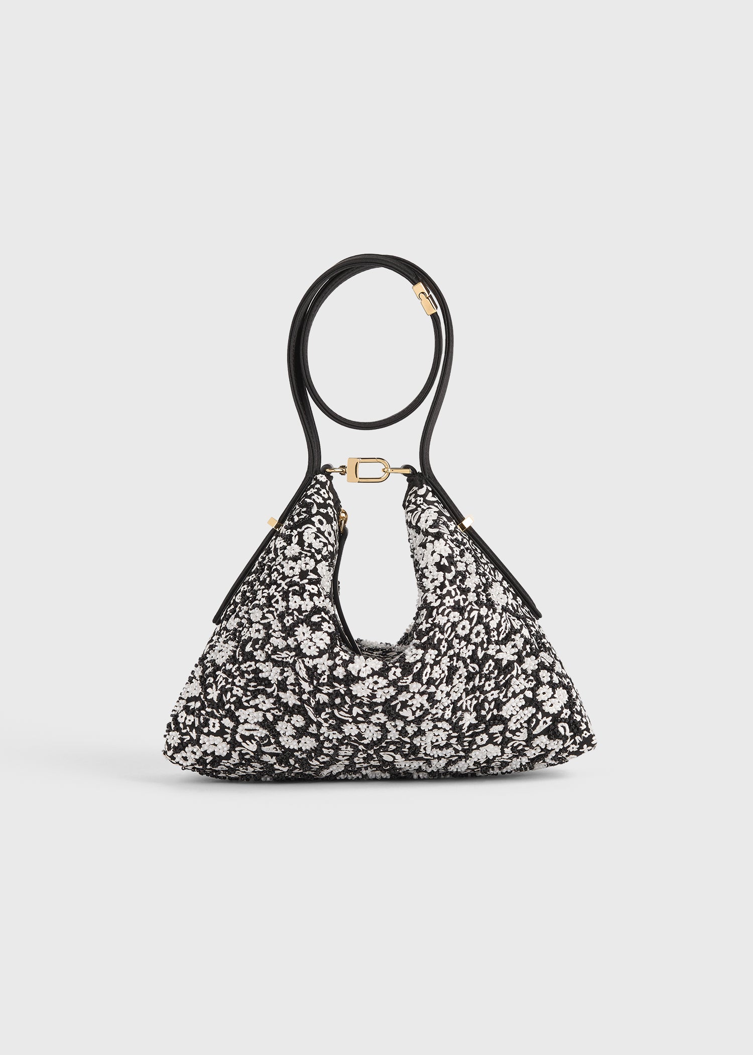Bevel floral wristlet black/white