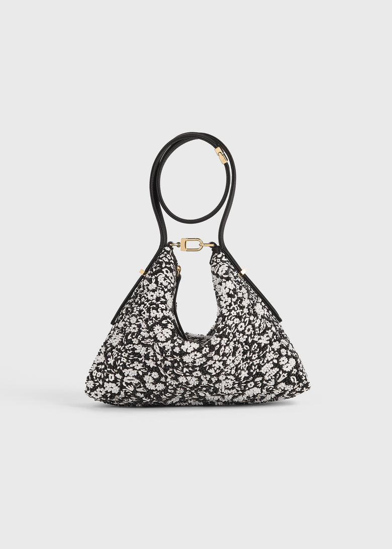 Bevel floral wristlet black/white