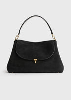 T-lock suede satchel black