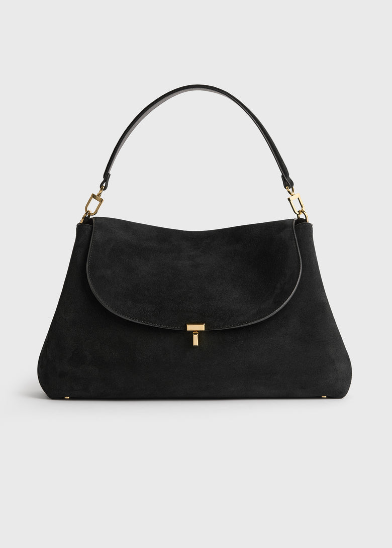 T-lock suede satchel black