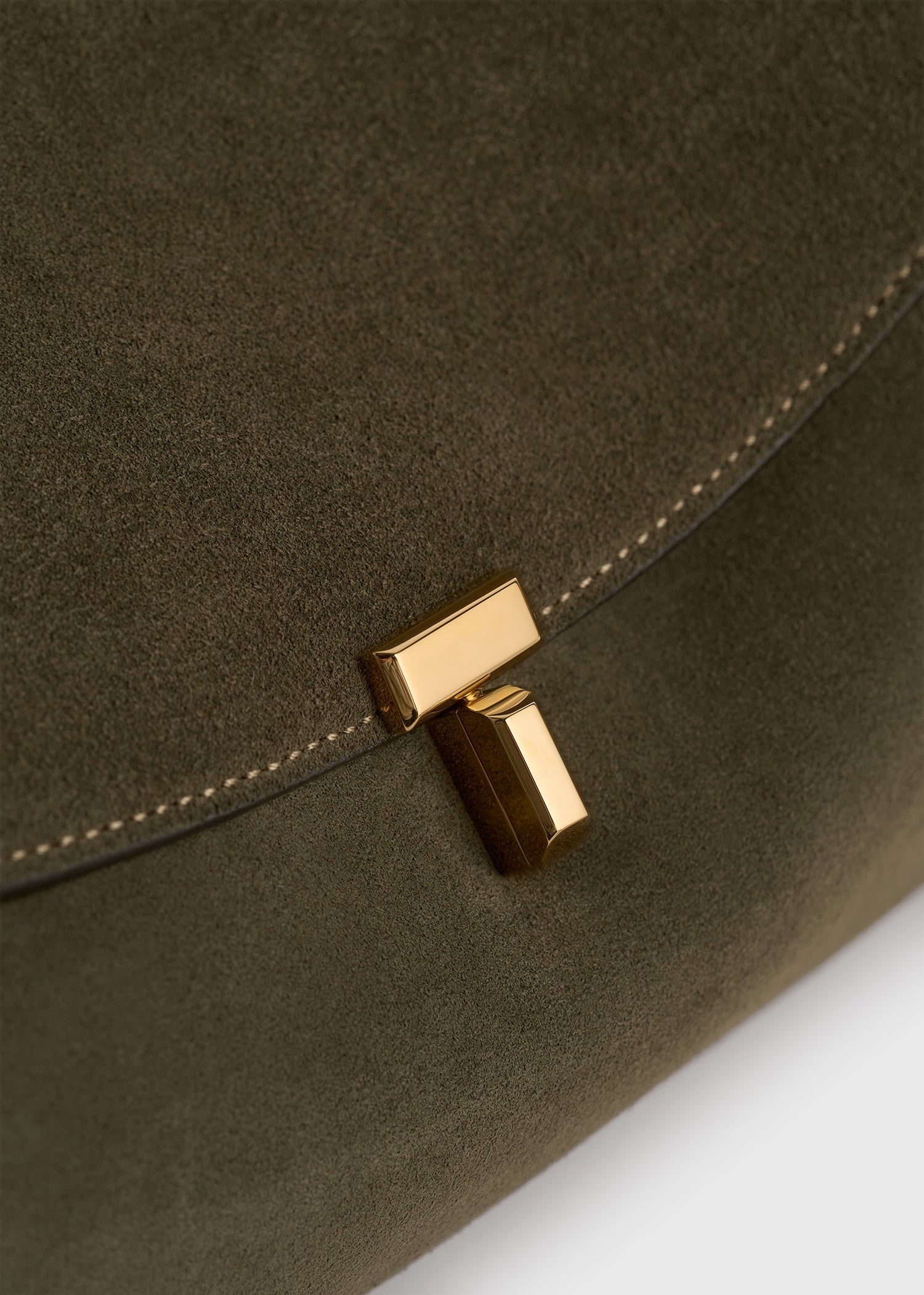 T-lock suede satchel dark taupe