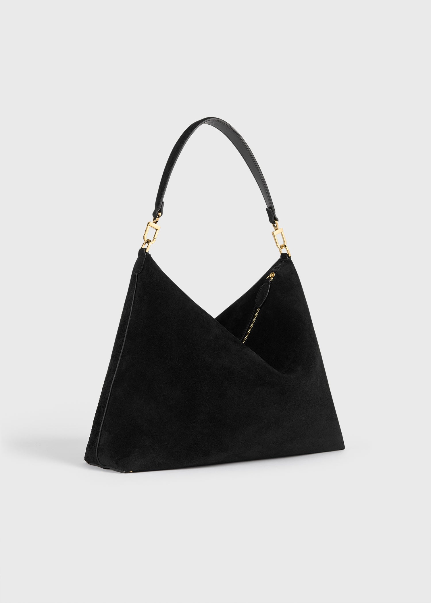Medium Bevel suede bag black