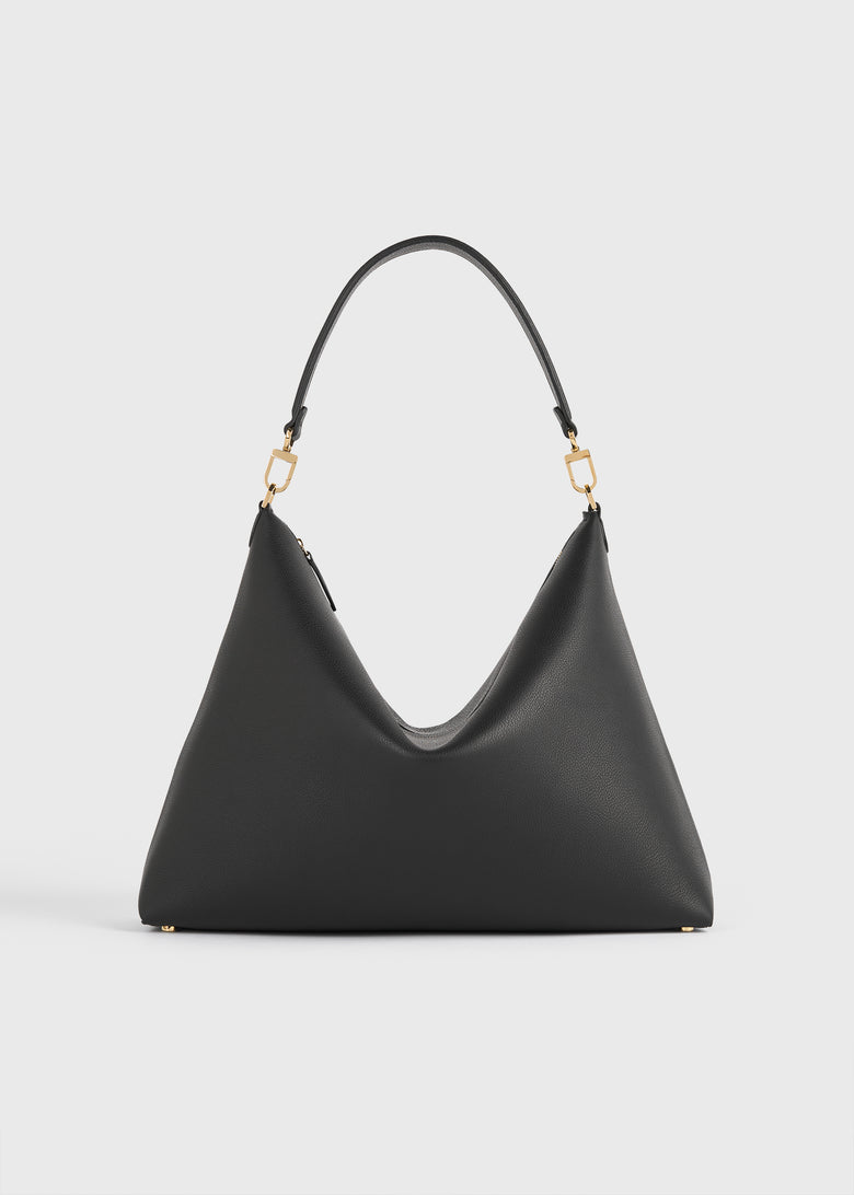Medium Bevel grained-leather bag black