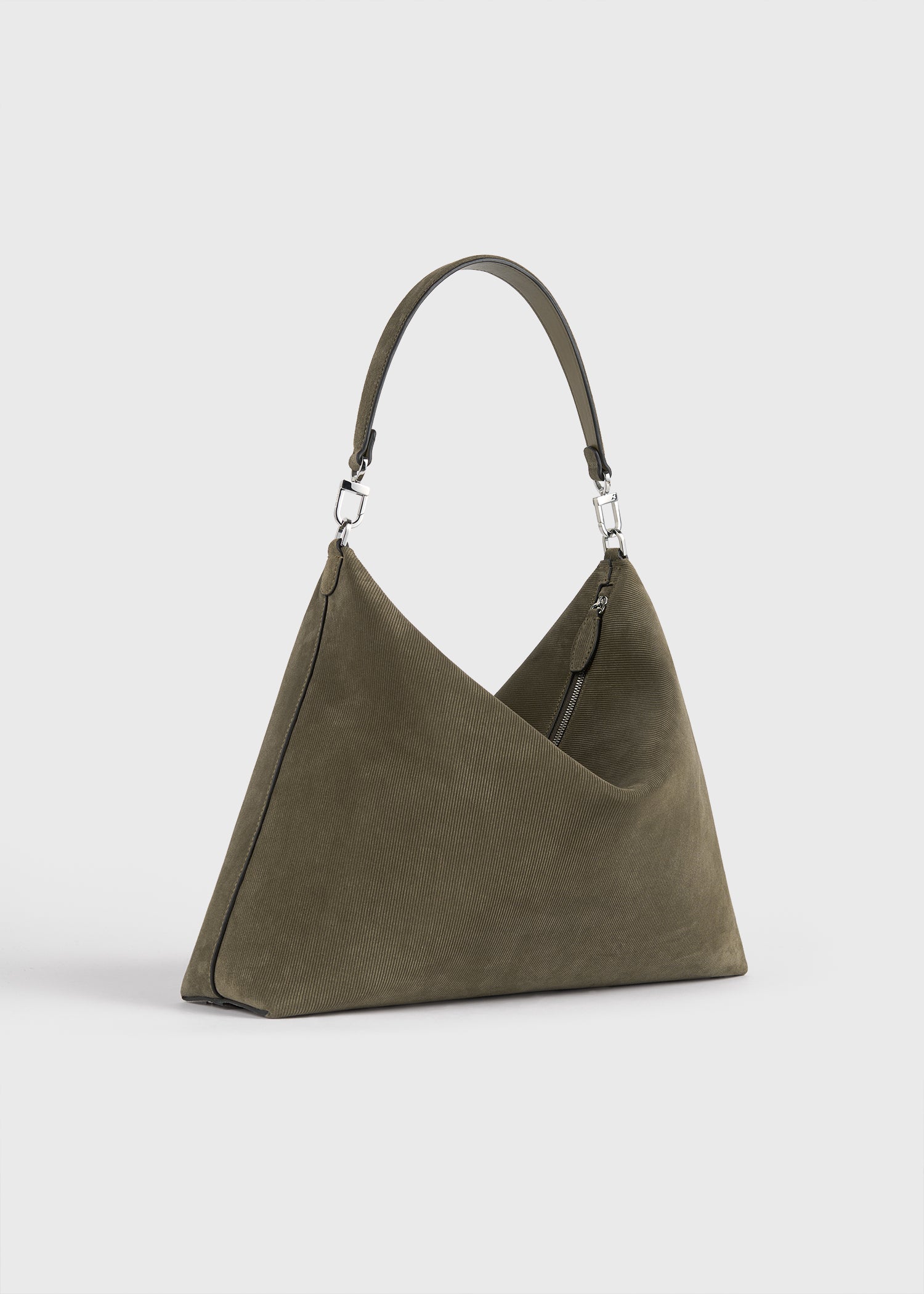 Medium Bevel cord-suede bag dark taupe