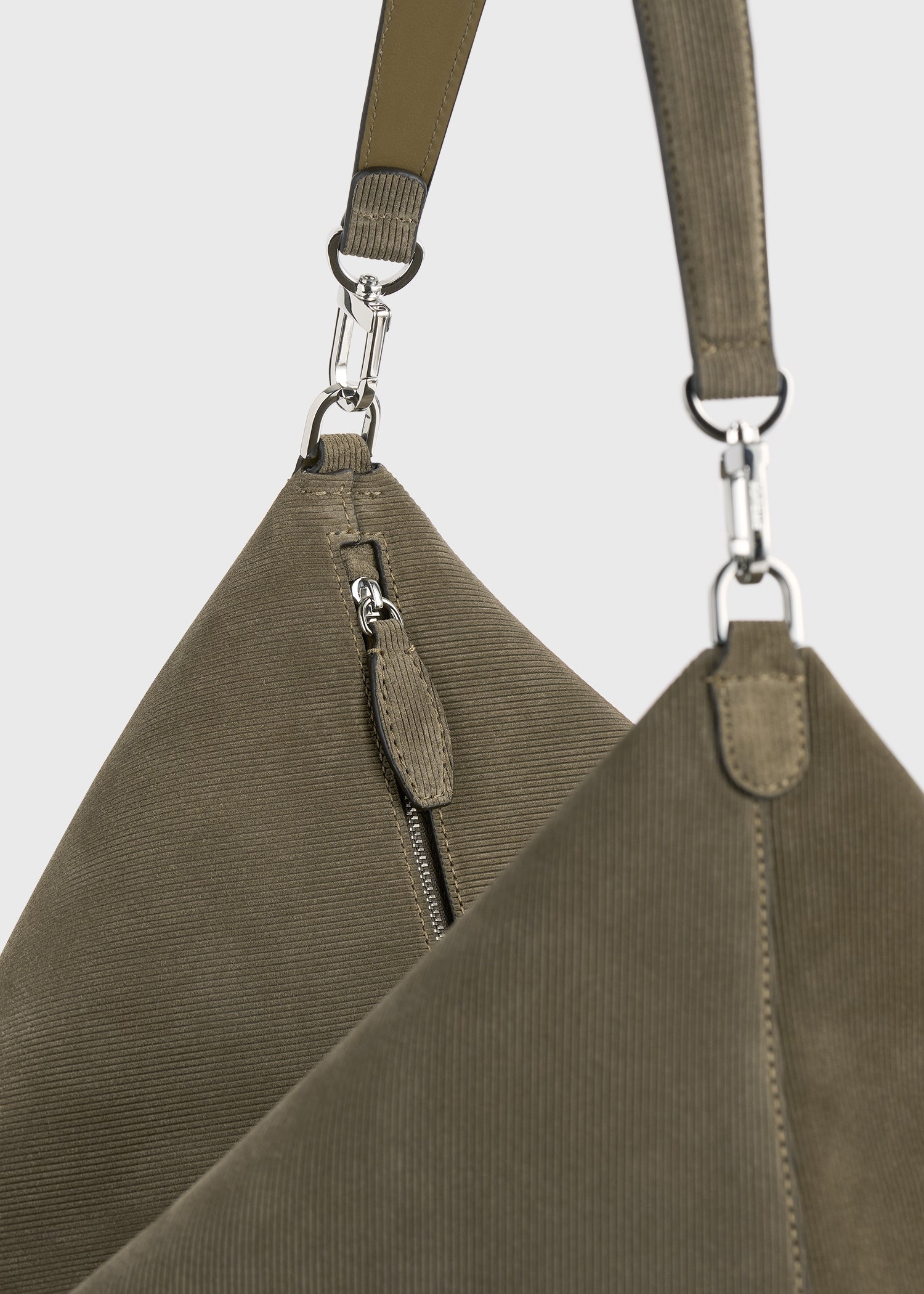 Medium Bevel cord-suede bag dark taupe
