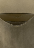 Medium Bevel cord-suede bag dark taupe