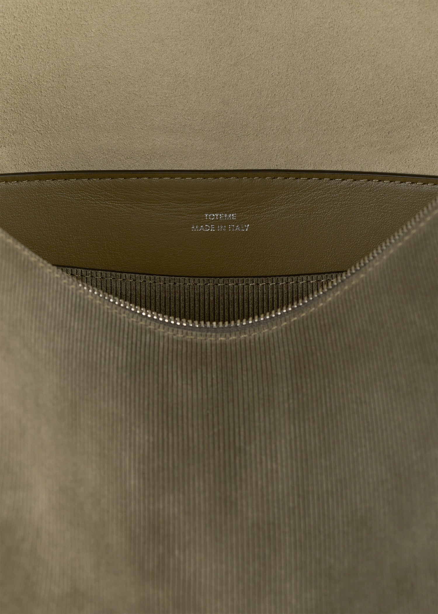 Medium Bevel cord-suede bag dark taupe