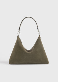 Medium Bevel cord-suede bag dark taupe