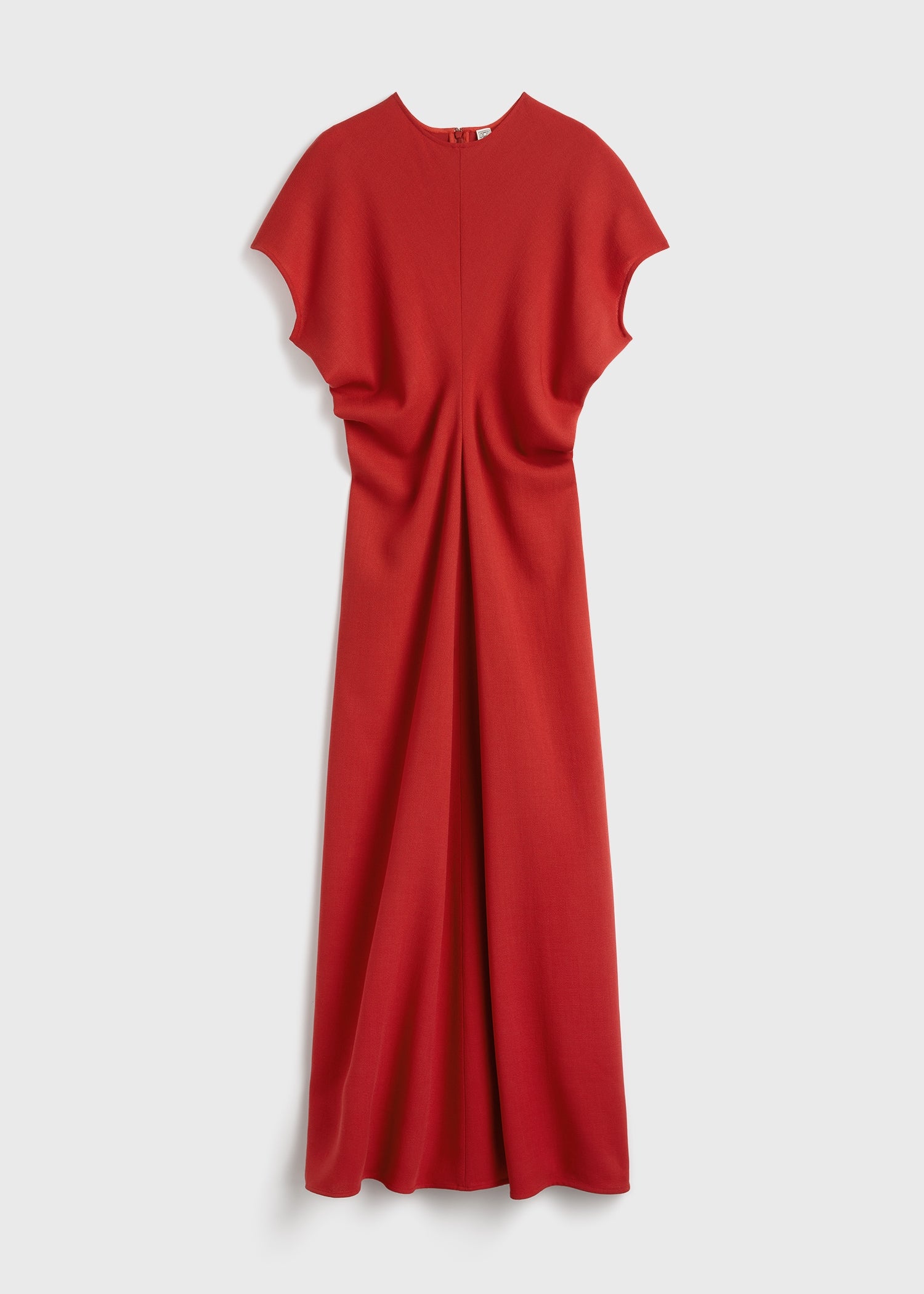 Slouch waist wool dress poppy