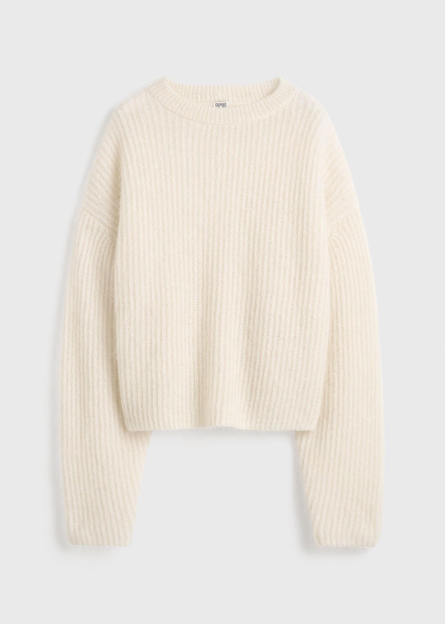 Mohair blend rib knit ecru