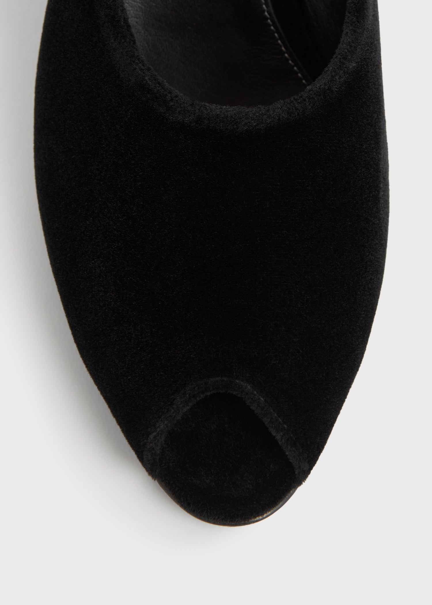 Peep-toe velvet wedge mules black