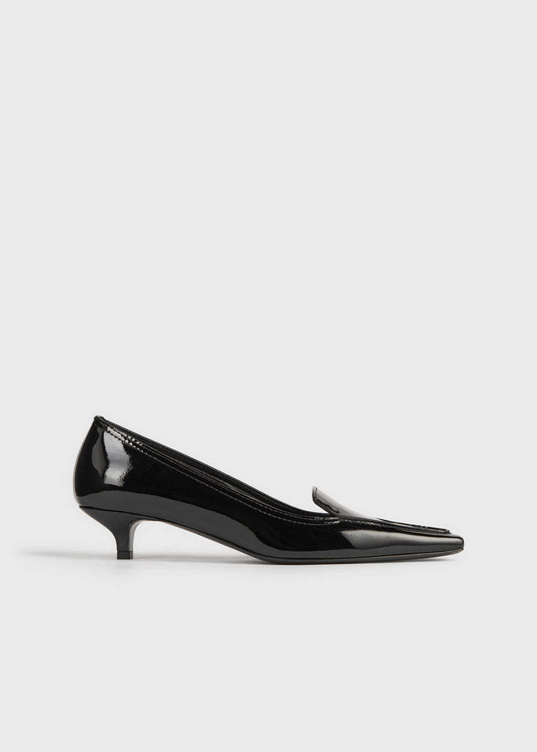 Patent loafer pumps black