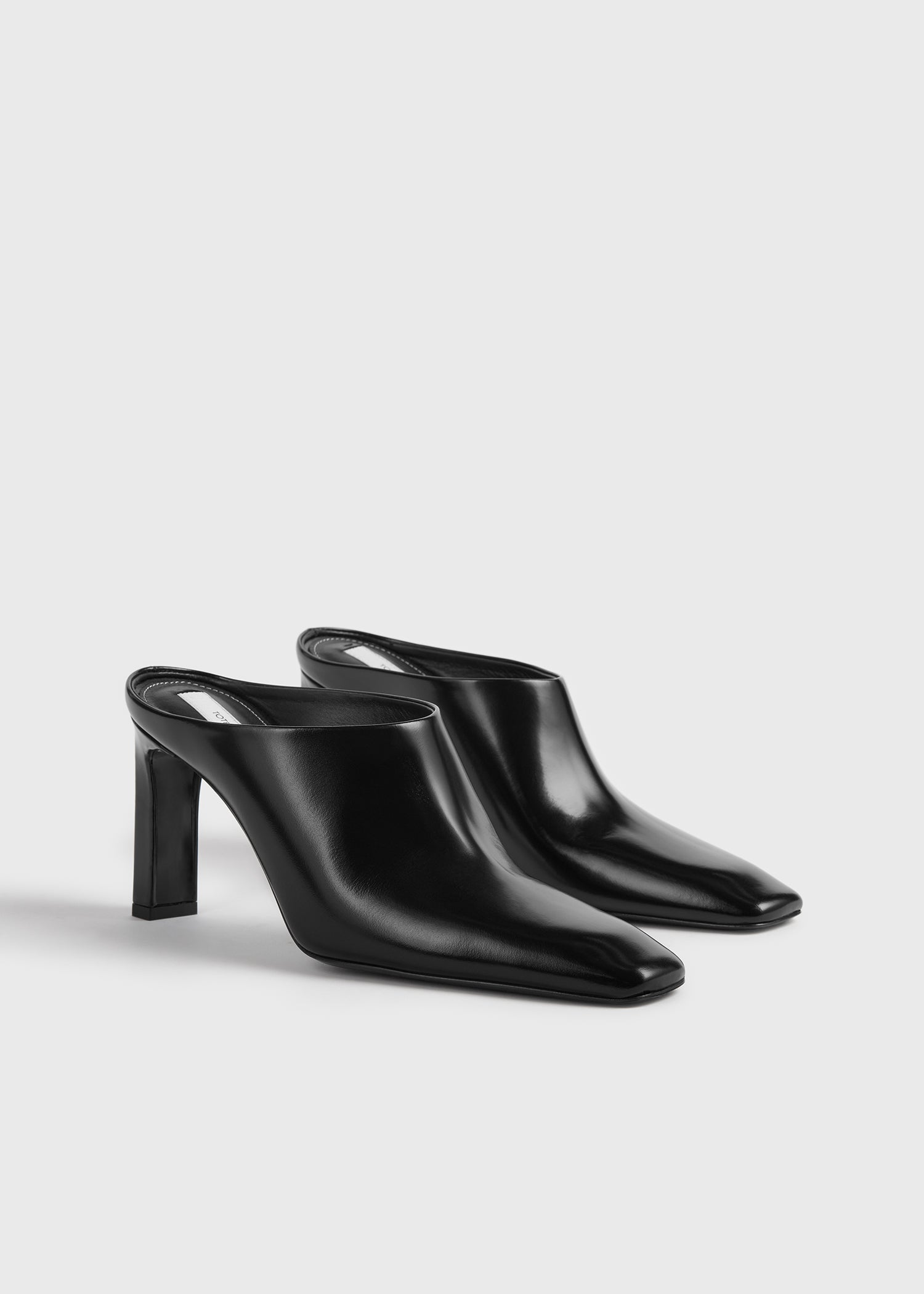 Bar leather mules black