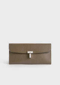 T-lock grained-leather wallet dark taupe