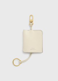 Grained-leather keyring milk