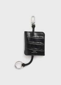 Croco-embossed keyring black
