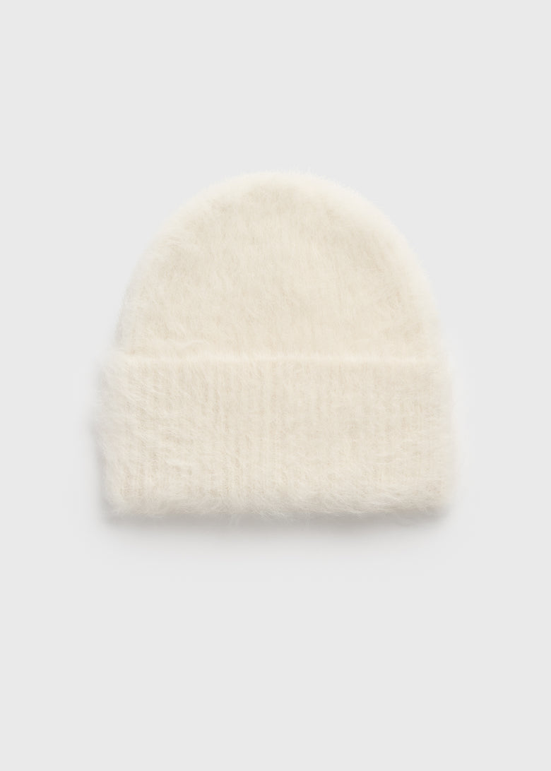 Alpaca knit beanie ecru