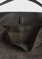 Belted suede tote granite