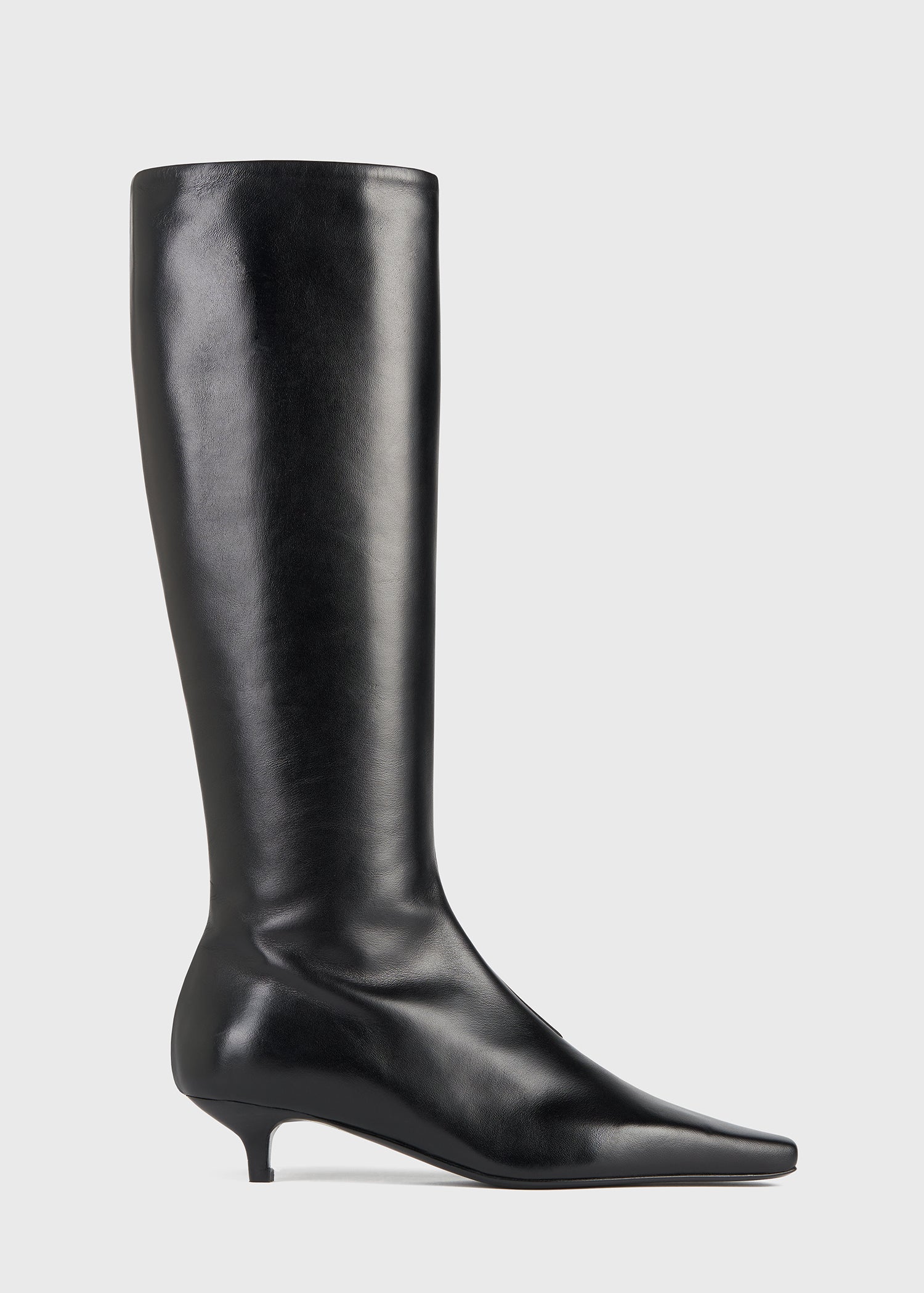 Slim leather-suede knee-high boots black – TOTEME