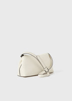 T-lock grained-leather clutch milk