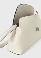 T-lock grained-leather clutch milk