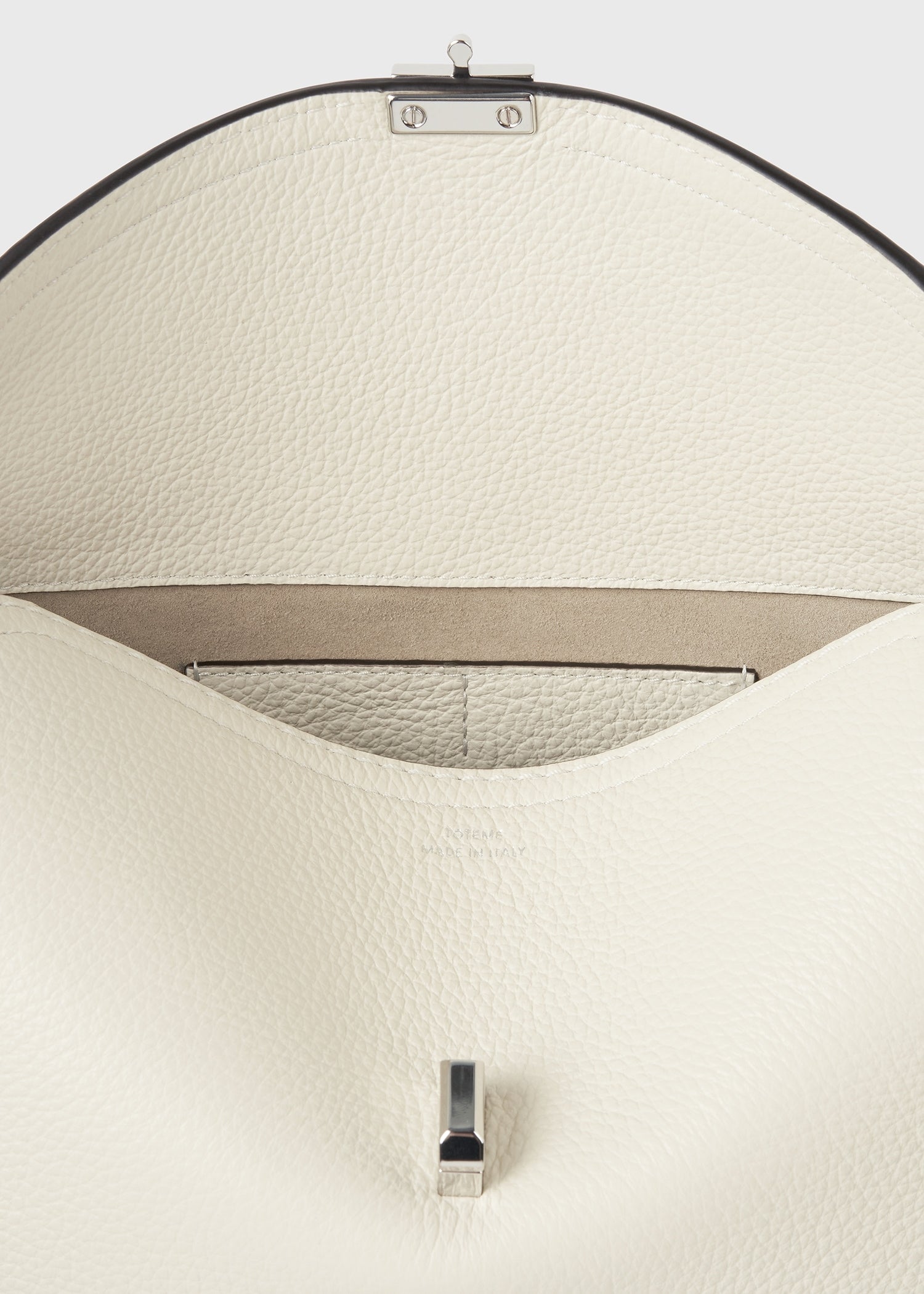 T-lock grained-leather clutch milk