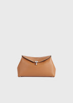 T-lock grained-leather clutch tan