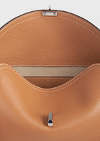 T-lock grained-leather clutch tan