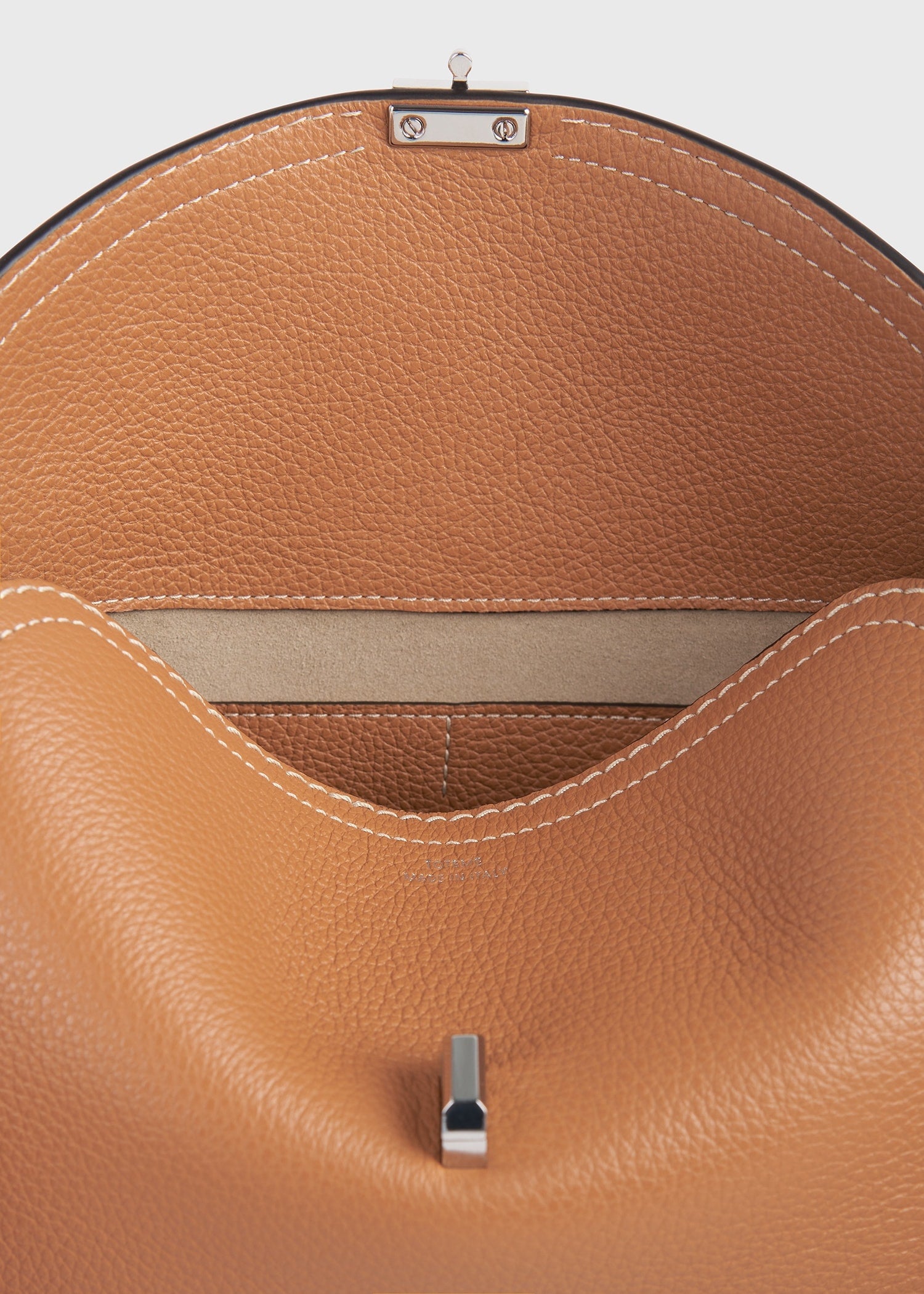 T-lock grained-leather clutch tan