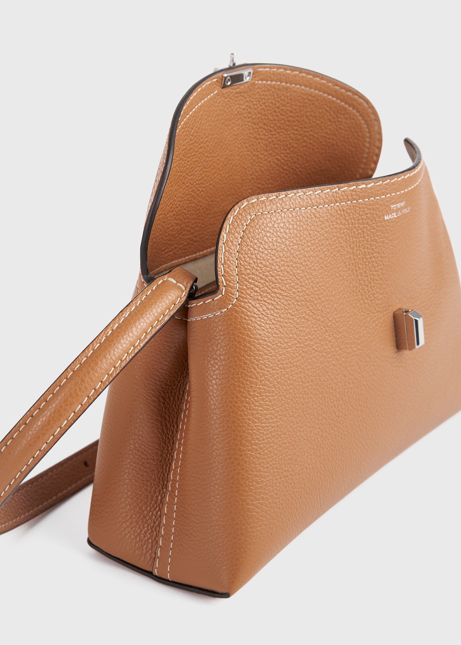 T-lock grained-leather clutch tan