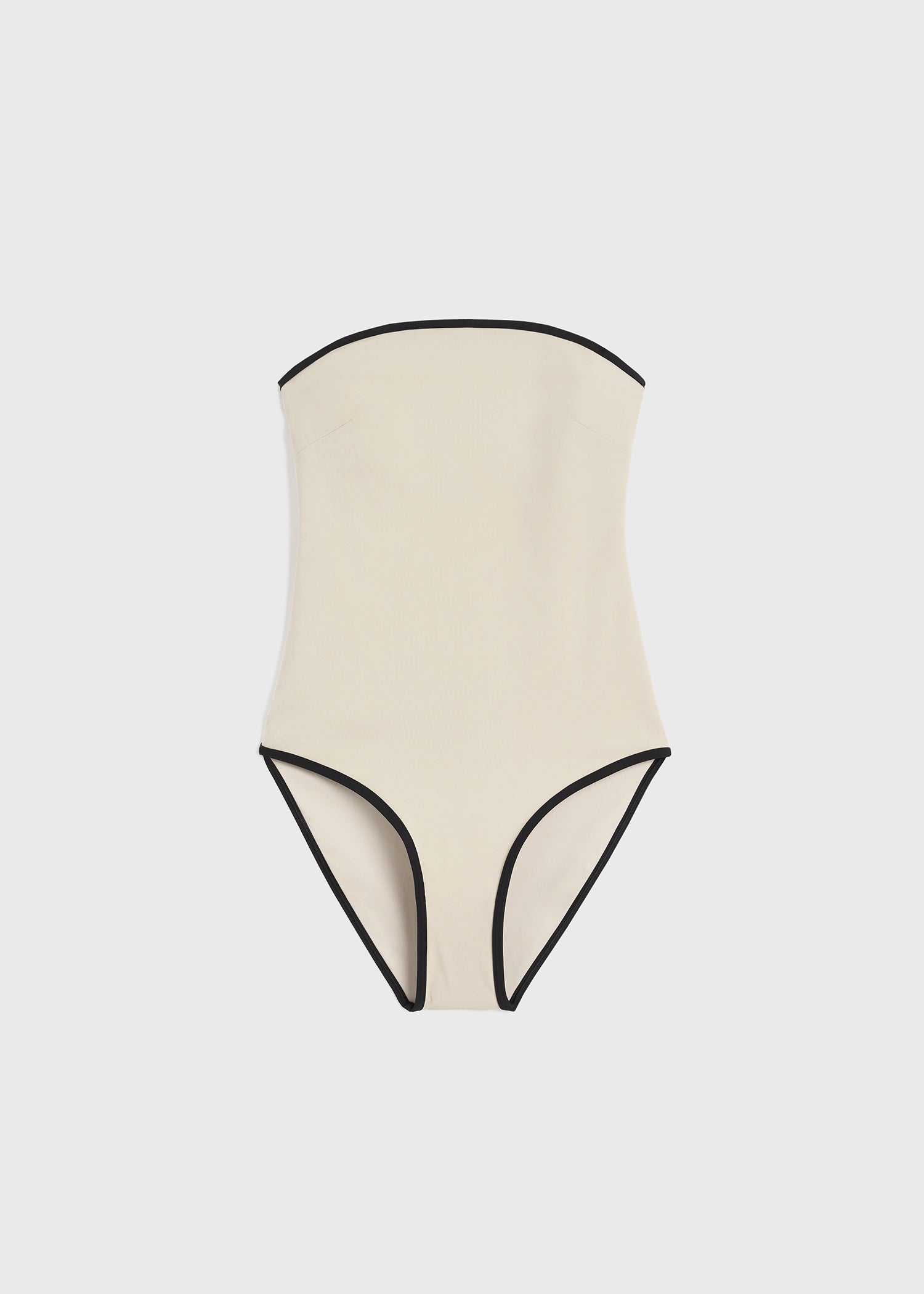 Stripe edge strapless swimsuit light hay