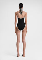 Stripe edge swimsuit black