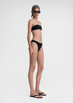 Stripe edge strapless bikini top black