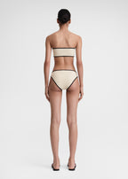 Stripe edge strapless bikini top light hay