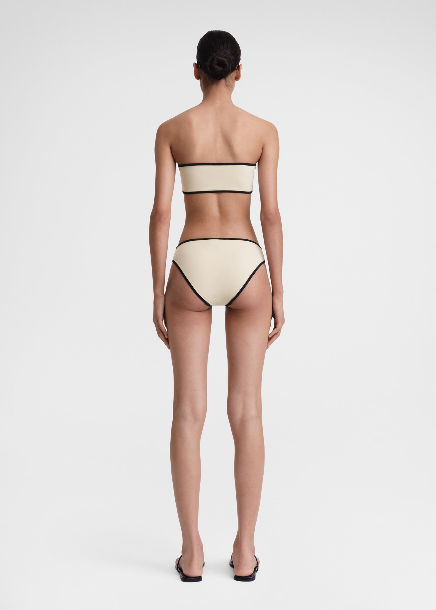 Stripe edge strapless bikini top light hay