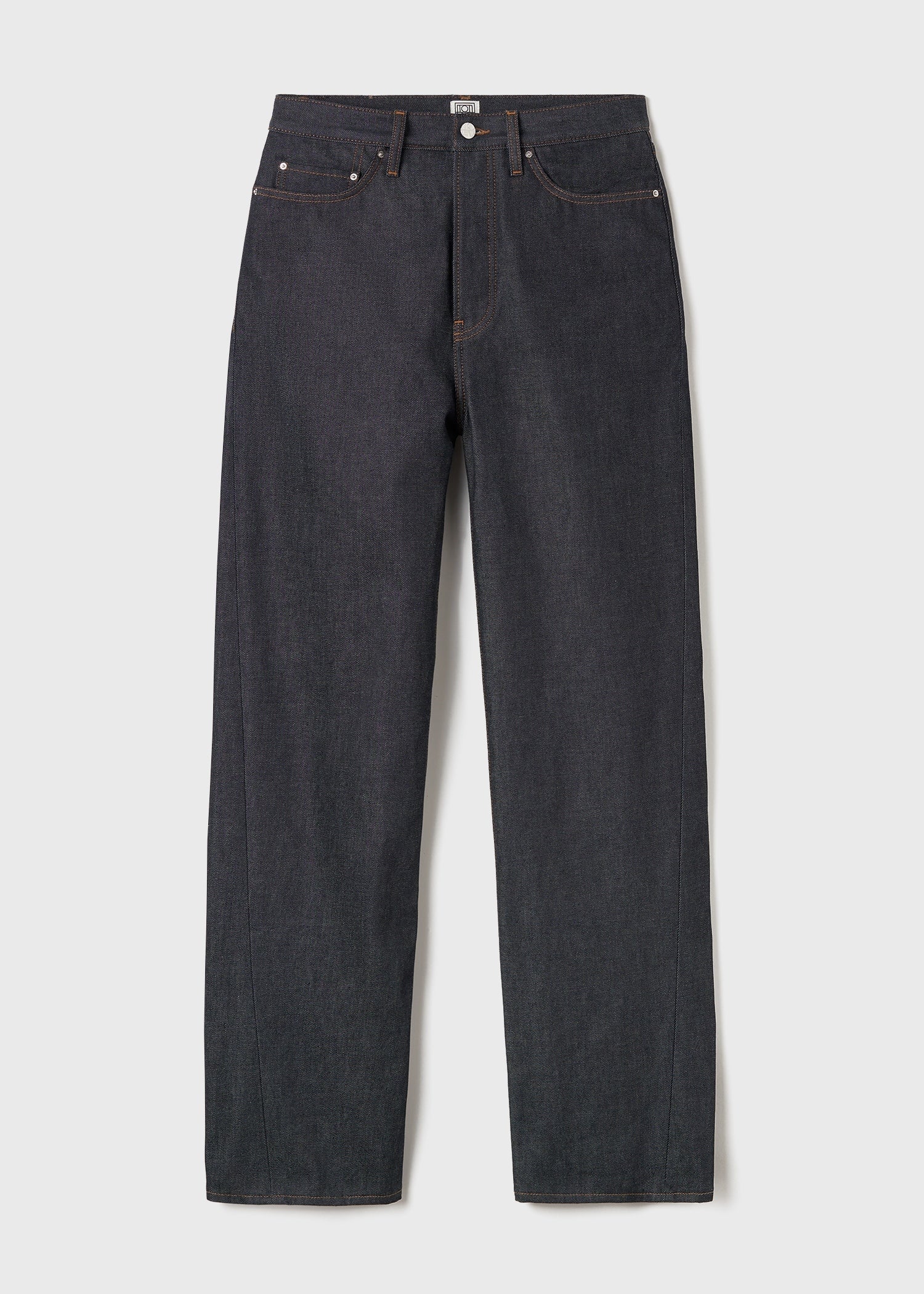 Twisted seam denim full length raw blue