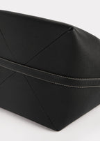 Belted grained-leather tote black