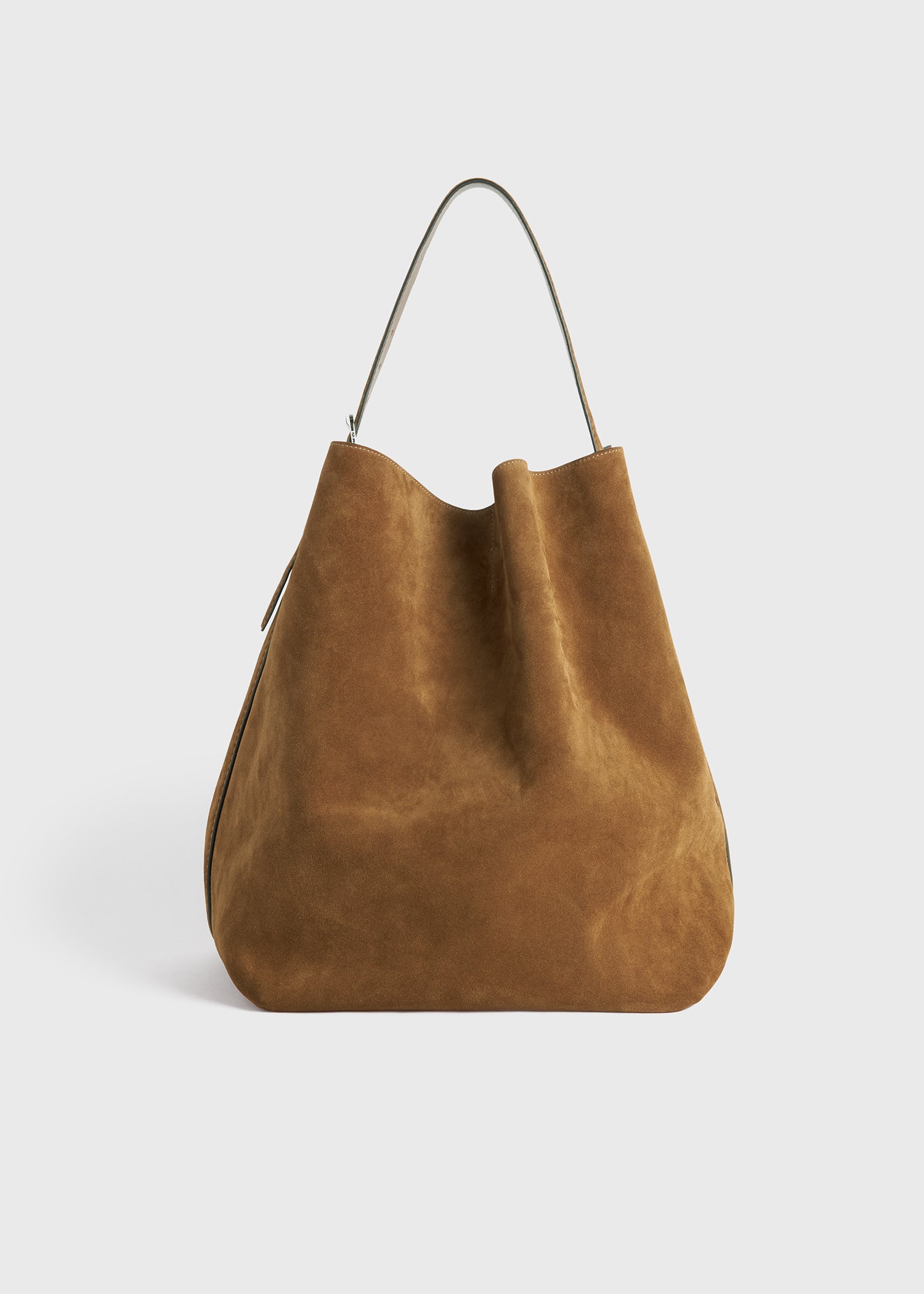 Belted suede tote tan – TOTEME