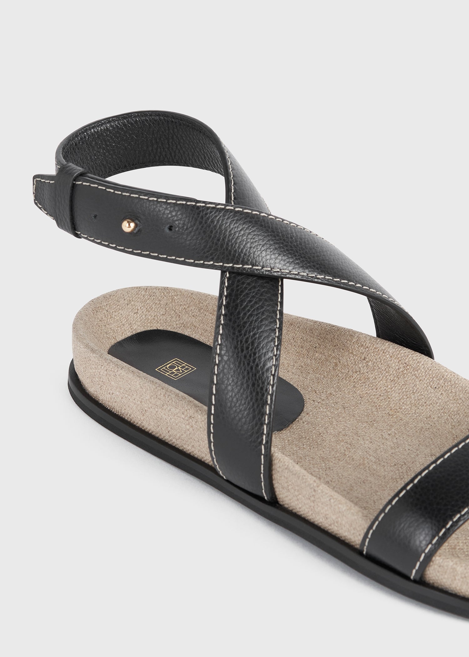 The Leather Chunky Sandal black/ecru – TOTEME