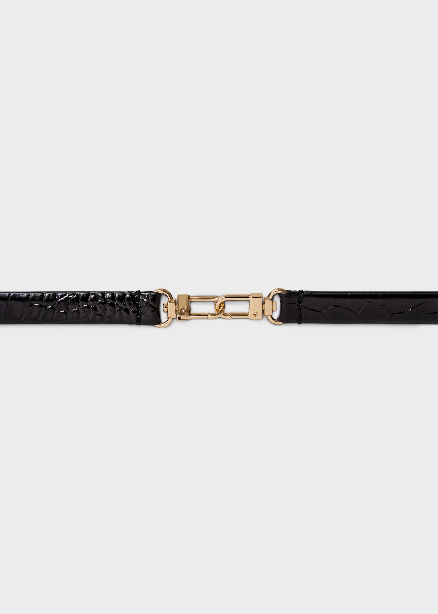 Double clasp croco-embossed belt black