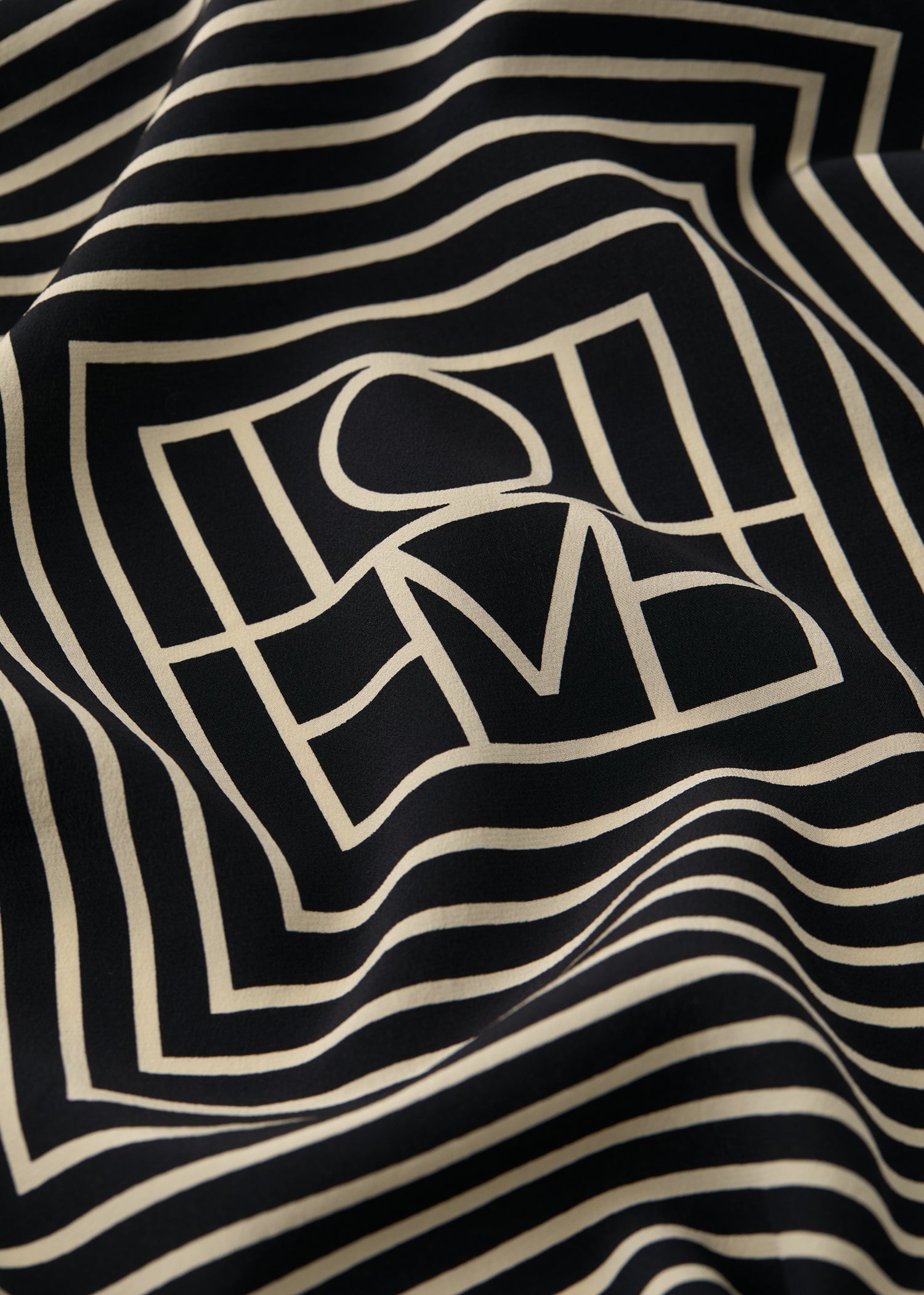 Signature monogram silk scarf black