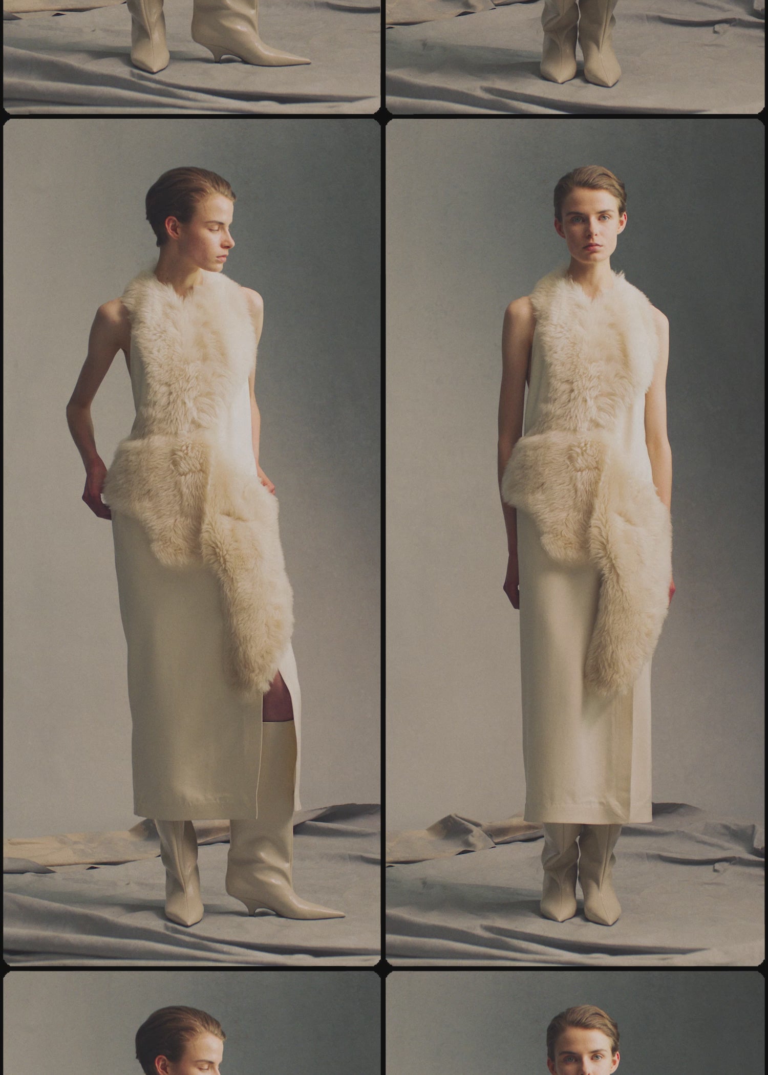 Shearling appliqué dress macadamia