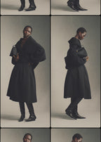 Wool silk twinflower skirt black