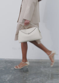 Curved-hem cotton skirt overcast beige