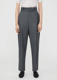 Deep pleat wool trousers grey pinstripe